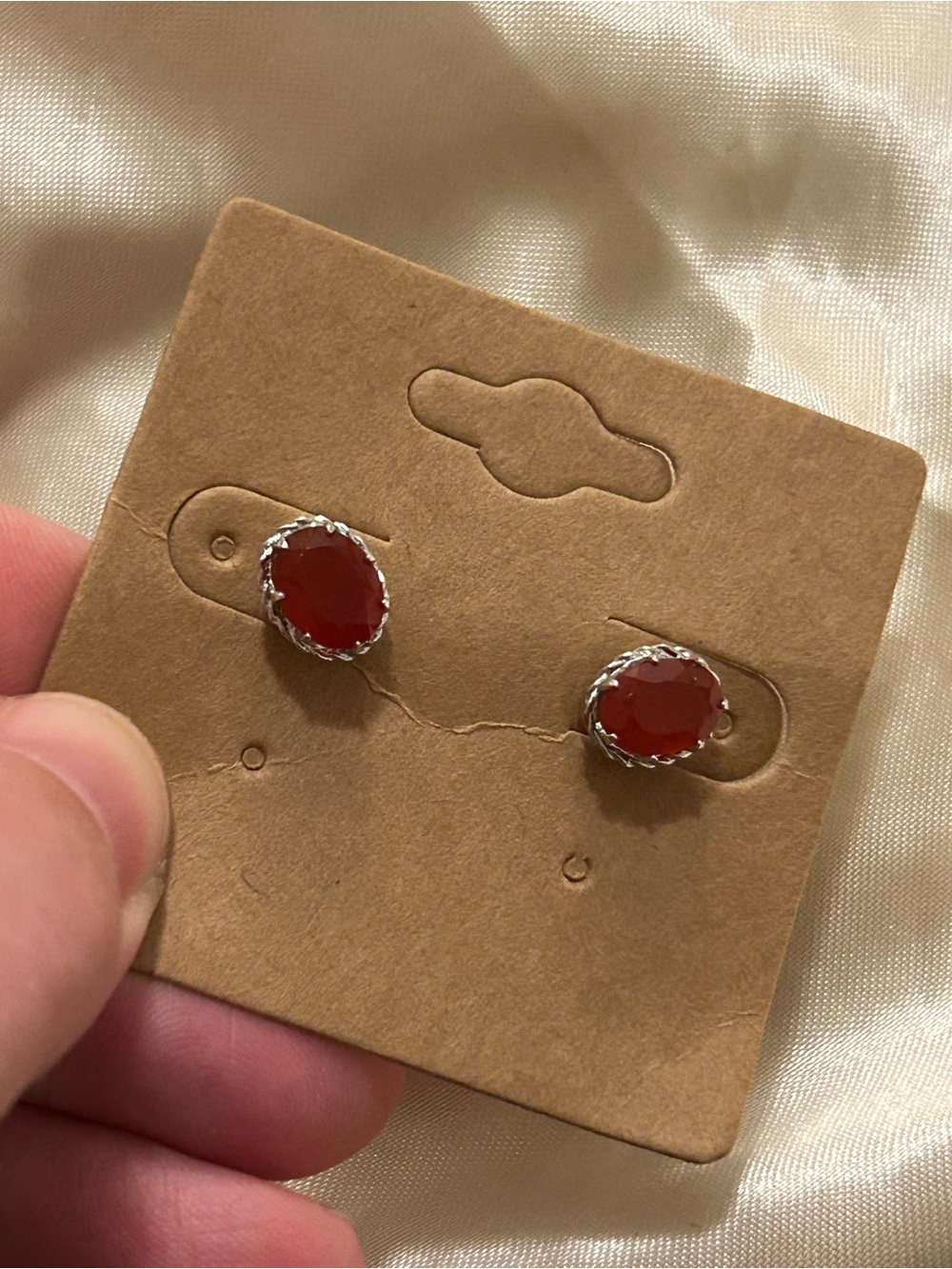 Carnelian Sterling silver Stud Earrings - Women Jewelry